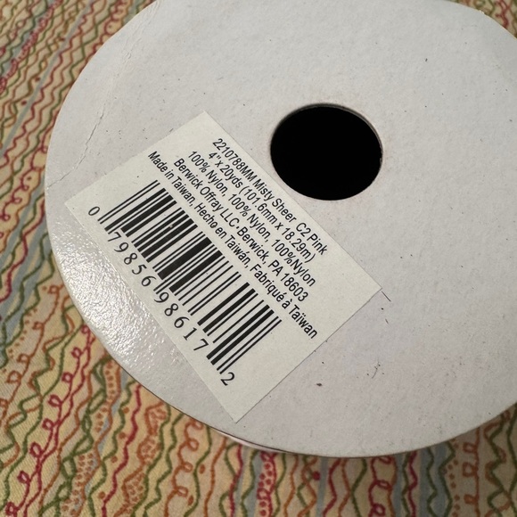 My Moments Sheer Pink Ribbon 4 inches x 20 yards NEW 12 rolls - Picture 5 of 5